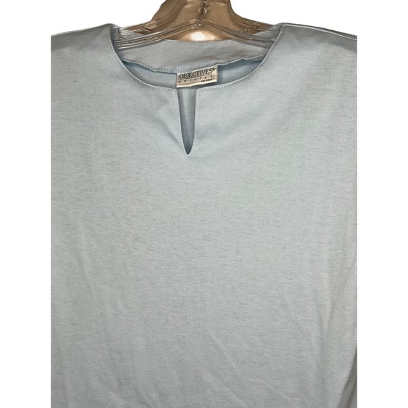 Objectives, petite light blue tee short sleeves round next stretch no size tag ( - Picture 2 of 7